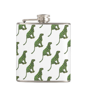 Silhouette Leopard Black and Green Hip Flask