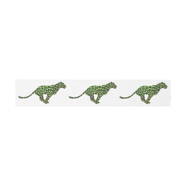 Silhouette Leopard Black and Green Invitation Belly Band (Flat)