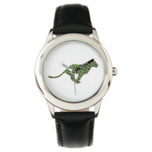 Silhouette Leopard Black and Green Watch