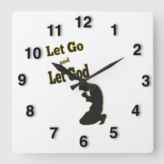 Silhouette Let Go Let God Praying Man Square Wall Clock