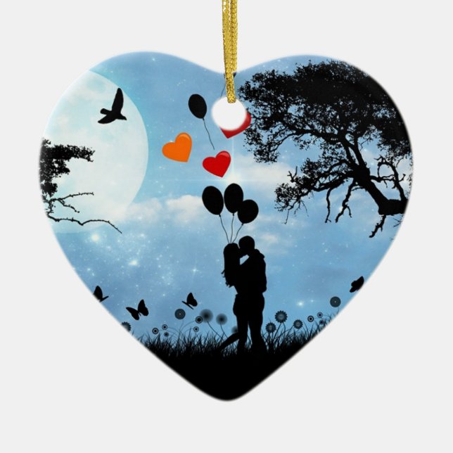 Silhouette Love Ceramic Ornament (Front)