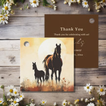 Silhouette Mare and Foal Sunset Horse Baby Shower