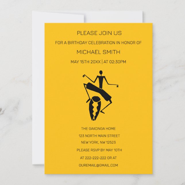 Silhouette Master Drummer Birthday  Invitation (Front)