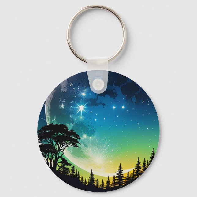 Silhouette Moon Night Key Ring (Front)