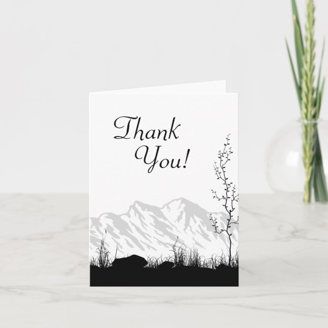 Silhouette Mountain Black and White Thank You (Front)