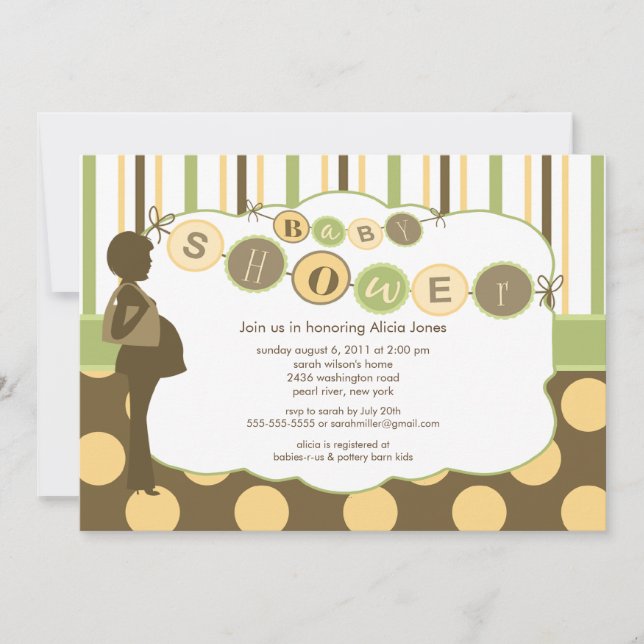 Silhouette Mum Baby Shower Boy or Girl Brown Invitation (Front)