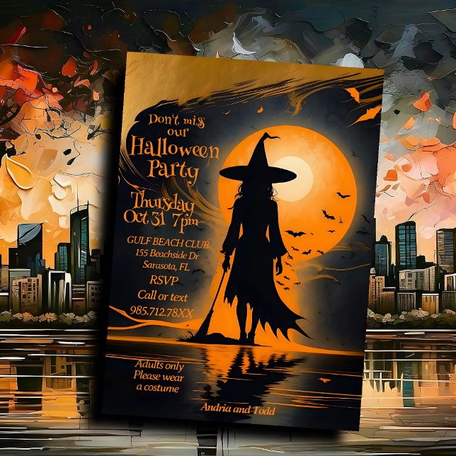 Silhouette mystical witch Halloween Invitation (Creator Uploaded)