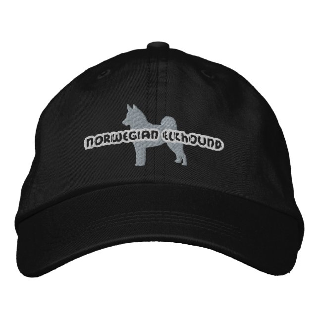 Silhouette Norwegian Elkhound Embroidered Hat (Front)