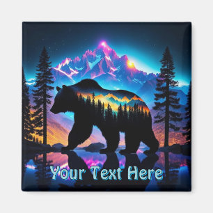 Silhouette of a Bear Showing Nature Landscape Magnet