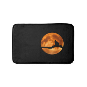 Silhouette of a Black Cat in a Tree Bath Mat