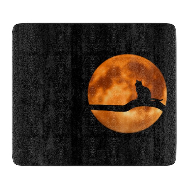 Silhouette of a Black Cat in a Tree Cutting Board (Front)