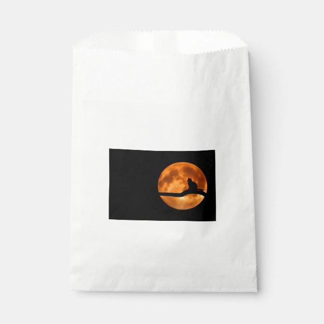 Silhouette of a Black Cat in a Tree Favour Bag (Front)