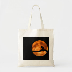 Silhouette of a Black Cat in a Tree Tote Bag