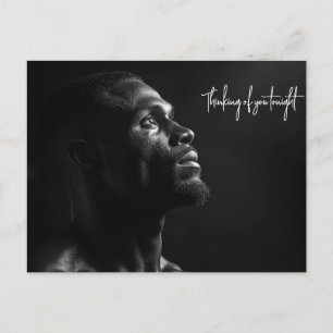 Silhouette of a black man's face B&W photo Postcard