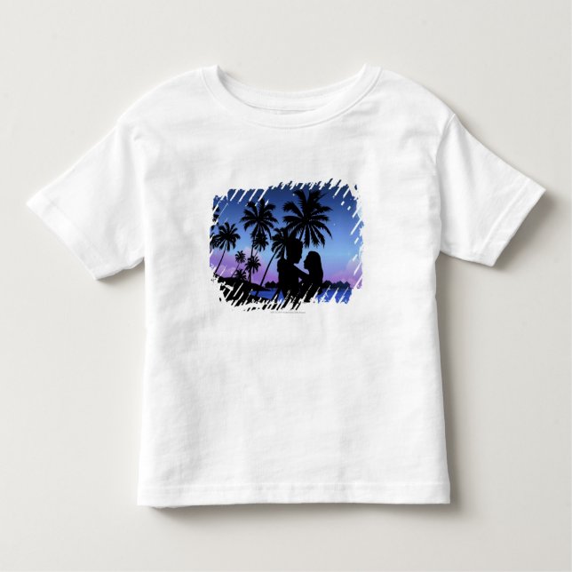 Silhouette of a couple embracing on the beach toddler T-Shirt (Front)