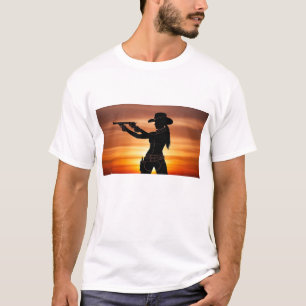 silhouette of a cowgirl with a gun T-Shirt