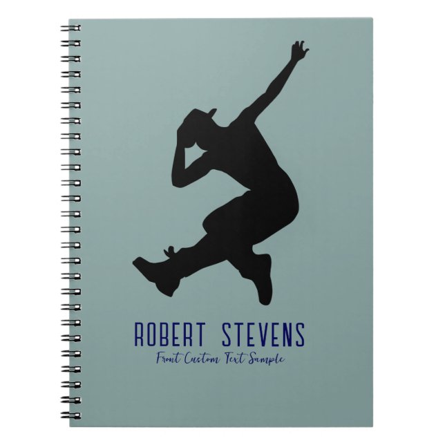 Silhouette of a Dance in Black on Muted Green Notebook (Front)