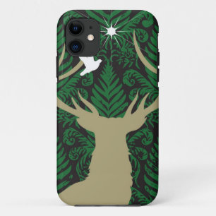 Silhouette of a deer, a dove and a star against a iPhone 11 case