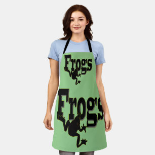 Silhouette of a Frog Climbing into the Word 'Frogs Apron
