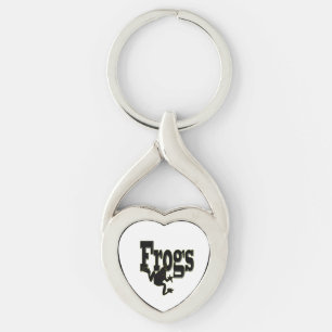 Silhouette of a Frog Climbing into the Word 'Frogs Key Ring