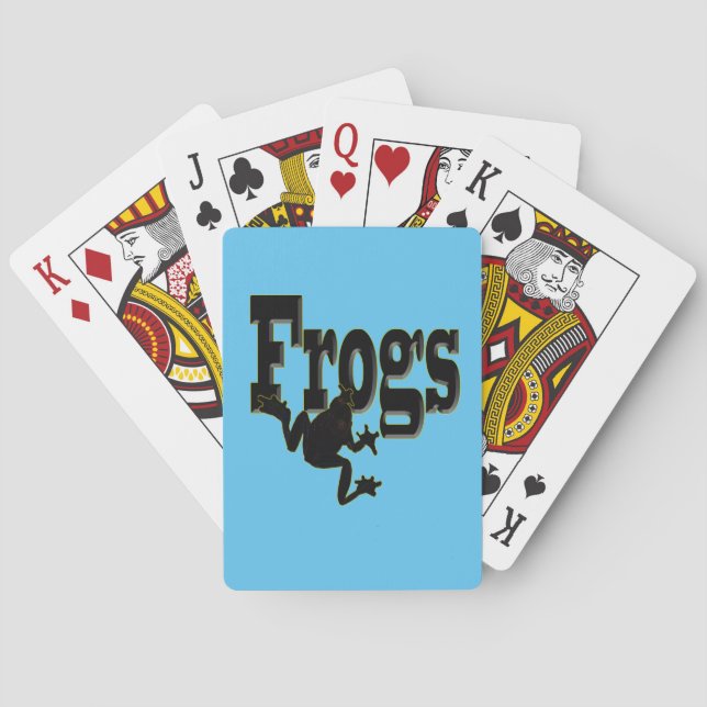 Silhouette of a Frog Climbing into the Word 'Frogs Playing Cards (Back)