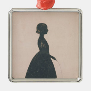 Silhouette of a girl with a skipping rope metal tree decoration