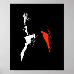 Silhouette of a girl with light and shadow poster