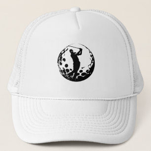 Silhouette of a Golfer Swinging Trucker Hat