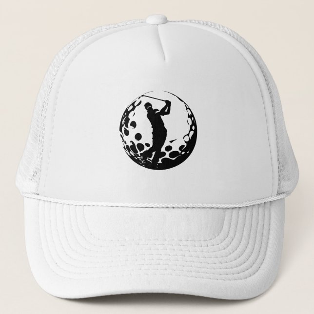 Silhouette of a Golfer Swinging Trucker Hat (Front)
