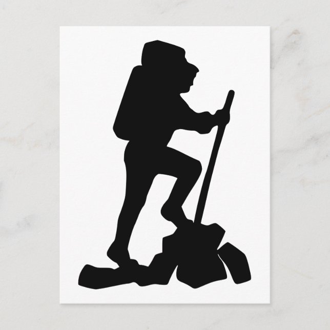 Silhouette of a Hiker Hiking Up a Mountain Postcard (Front)
