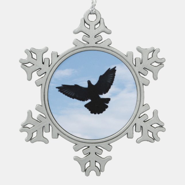 Silhouette of a Homing Pigeon in Flight Ornament (Front)