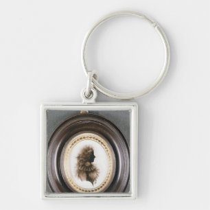 Silhouette of a lady, painted on convex glass key ring