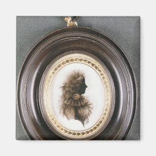 Silhouette of a lady, painted on convex glass magnet