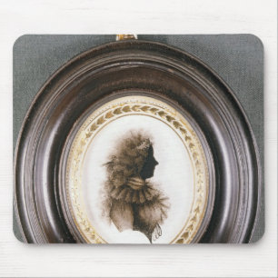 Silhouette of a lady, painted on convex glass mouse pad