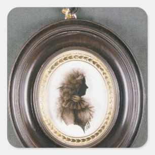 Silhouette of a lady, painted on convex glass square sticker