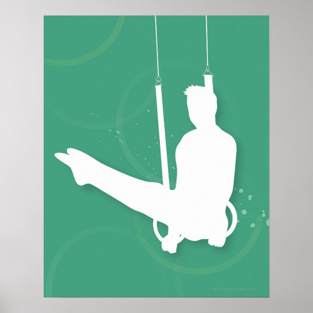 Silhouette of a man performing gymnastics poster (Front)