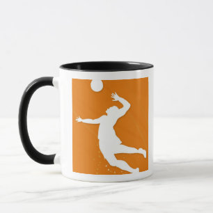 Silhouette of a man playing volleyball mug