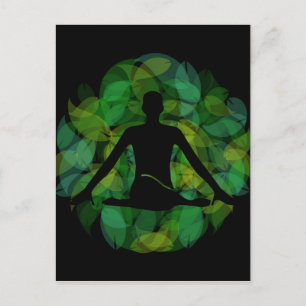Silhouette of a meditating person postcard