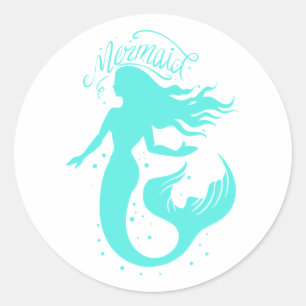 Silhouette of a mermaid - Choose background color Classic Round Sticker