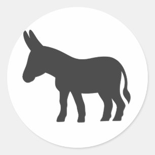 Silhouette of a mule classic round sticker