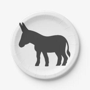 Silhouette of a mule paper plate