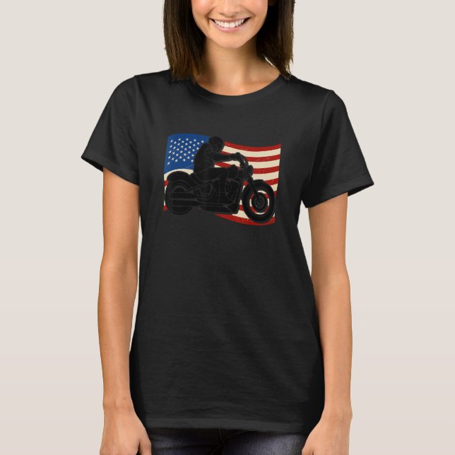 Silhouette of a person riding a motorcycle with am T-Shirt (Front)