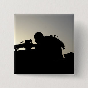 Silhouette of a Squad Automatic Weapon gunner 15 Cm Square Badge
