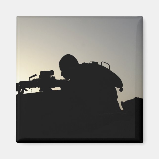 Silhouette of a Squad Automatic Weapon gunner Magnet (Front)