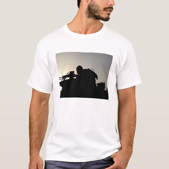 Silhouette of a Squad Automatic Weapon gunner T-Shirt (Front)