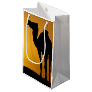 Silhouette of a wild camel at sunset small gift bag