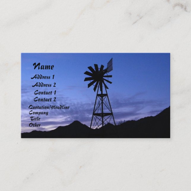 silhouette of a windmill business card (Front)