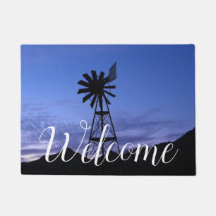 Silhouette of a windmill doormat