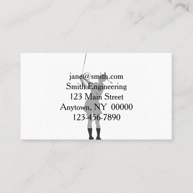 Silhouette of a woman playing golf business card (Front)
