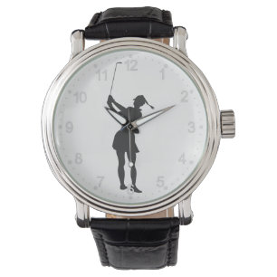 Silhouette of a woman playing golf watch